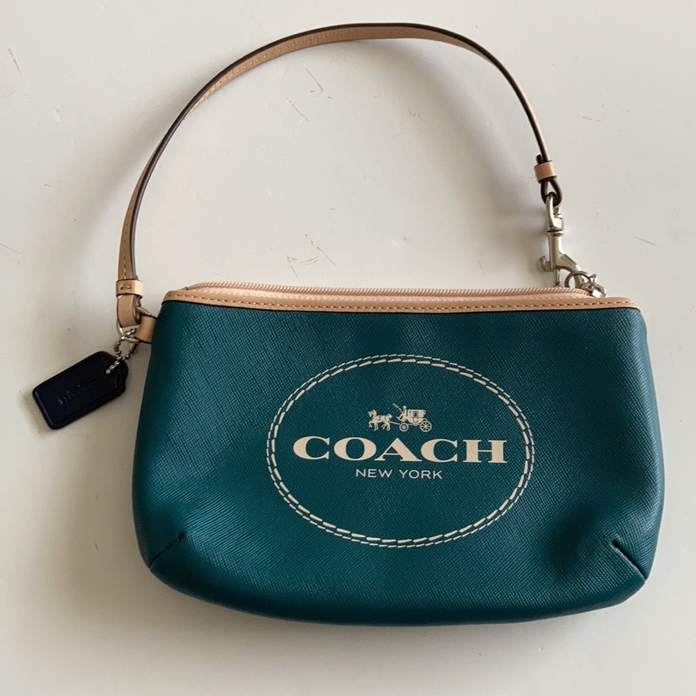 Coach wristlet teal with signature logo graphics NWOT - Picture 3 of 8